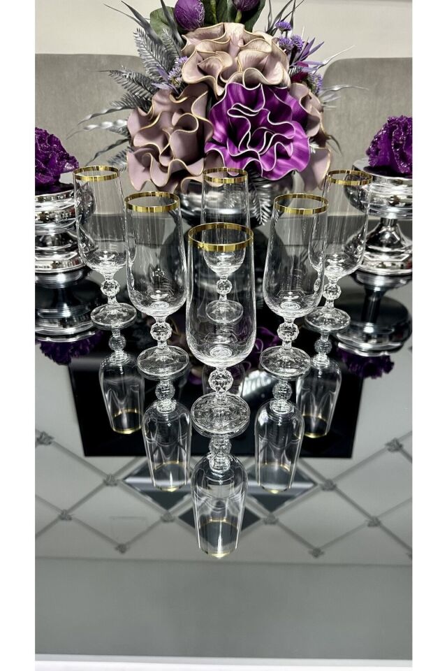 Crystalex Gold Ayaklı Kahve Yanı Su Bardağı 180 Ml