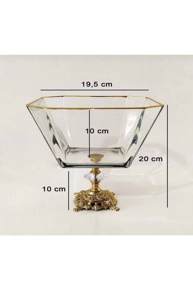 Metal Ayaklı Gold Detaylı Büyük Boy Kase- Sunum - Servis - Salata Kasesi