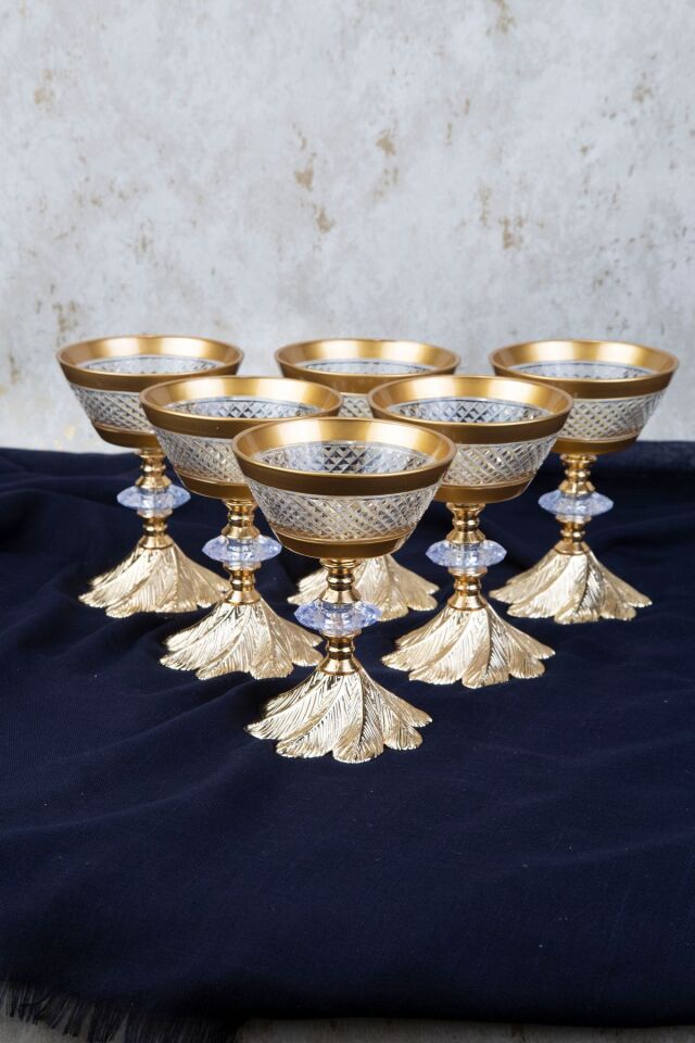 VEGA GOLD DETAYLI BAKLAVA KESME DEKORLU 6LI DONDURMALIK - ÇEREZLİK 240ML