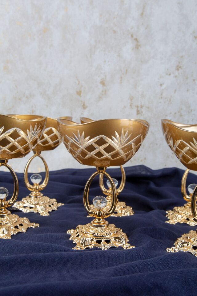 VİRA ANANAS DEKOR GOLD DETAYLI 6LI DONDURMALIK - TATLI KASESİ