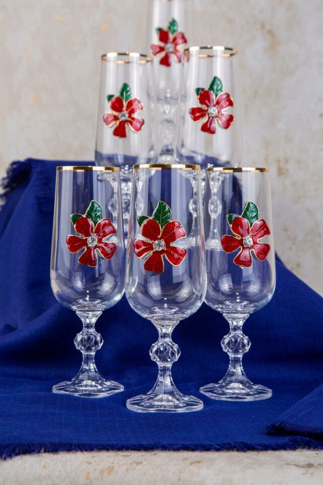 BOHEMİA CRYSTAL CLAUDİA KAHVE YANI SU BARDAK  180ML ALTIN DETAYLI