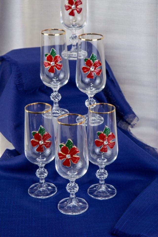 BOHEMİA CRYSTAL CLAUDİA KAHVE YANI SU BARDAK  180ML ALTIN DETAYLI